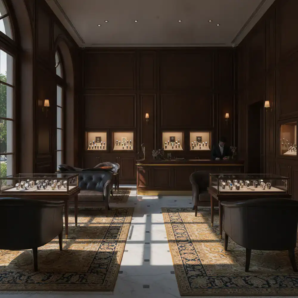 Elegant interior of the GoldenFinder Timepieces store in Dhaka