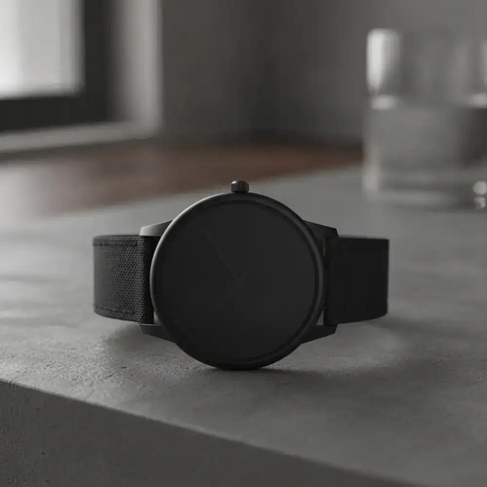 Onyx black minimalist watch