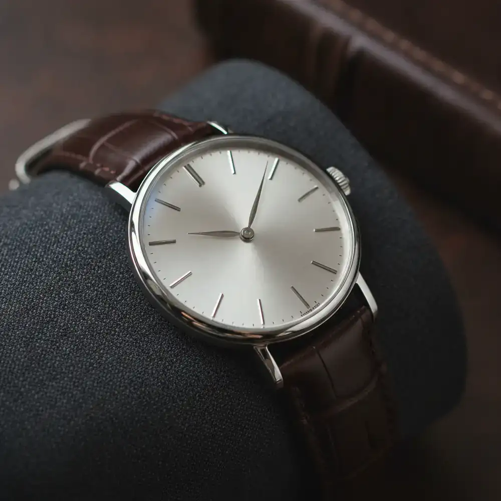 Silver dial dress watch