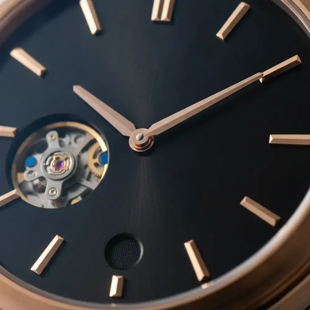Macro shot of a luxury watch dial