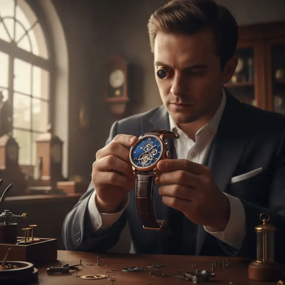 Watchmaker holding a premium watch