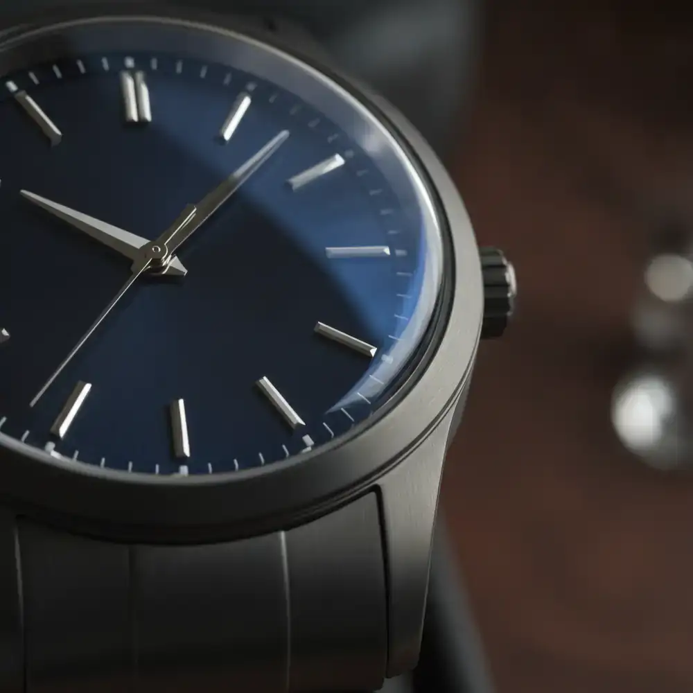 Close up of sapphire crystal watch face